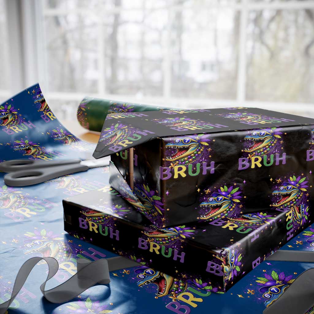 67 Mardi Gras Wrapping Paper Roll Funny Alligator Six Seven Bruh Meme TS14 Black Print Your Wear