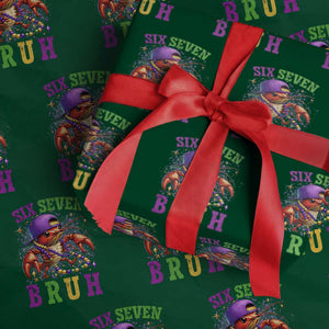67 Mardi Gras Wrapping Paper Roll Funny Crawfish Six Seven Bruh Meme TS14 Green Print Your Wear