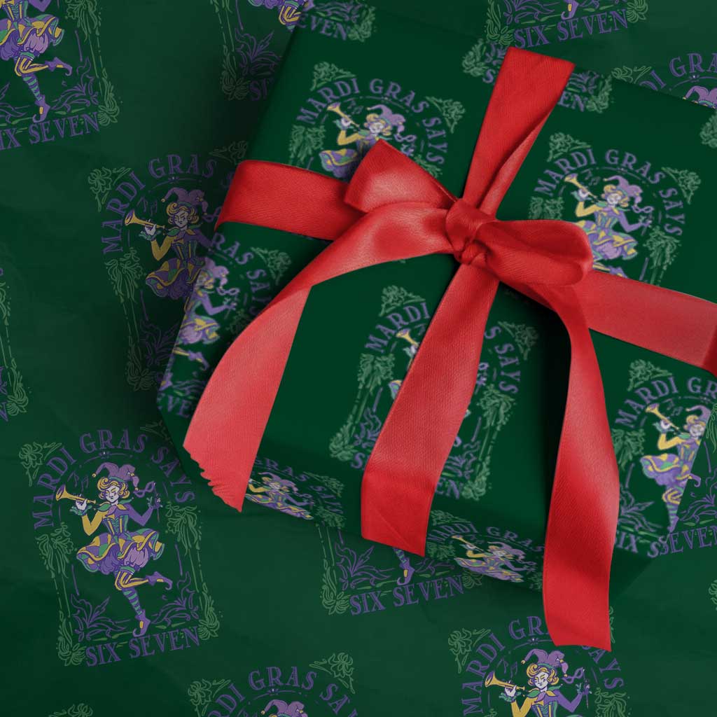67 Mardi Gras Wrapping Paper Roll Funny Six Seven Carnival Trendy TS14 Green Print Your Wear