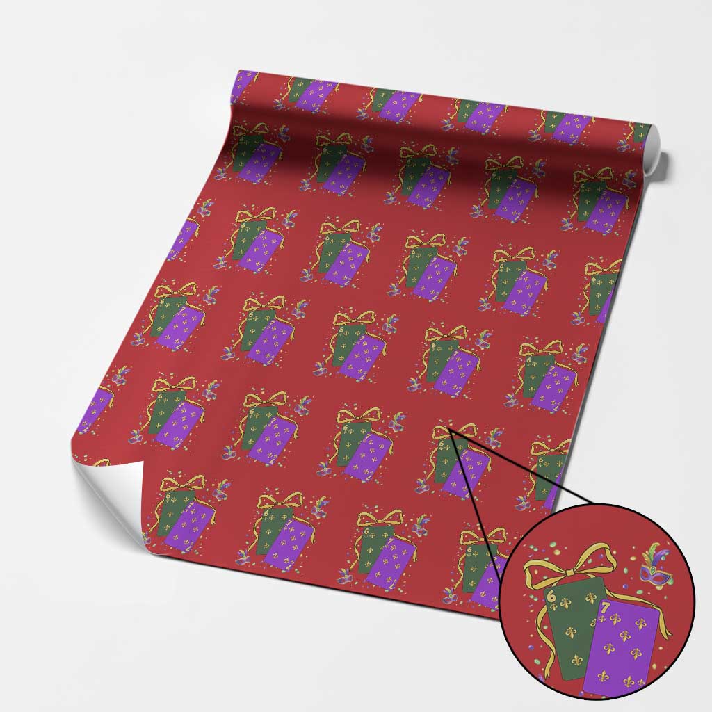 67 Mardi Gras Wrapping Paper Roll Funny Six Seven Playing Cards Meme TS14 Red Print Your Wear