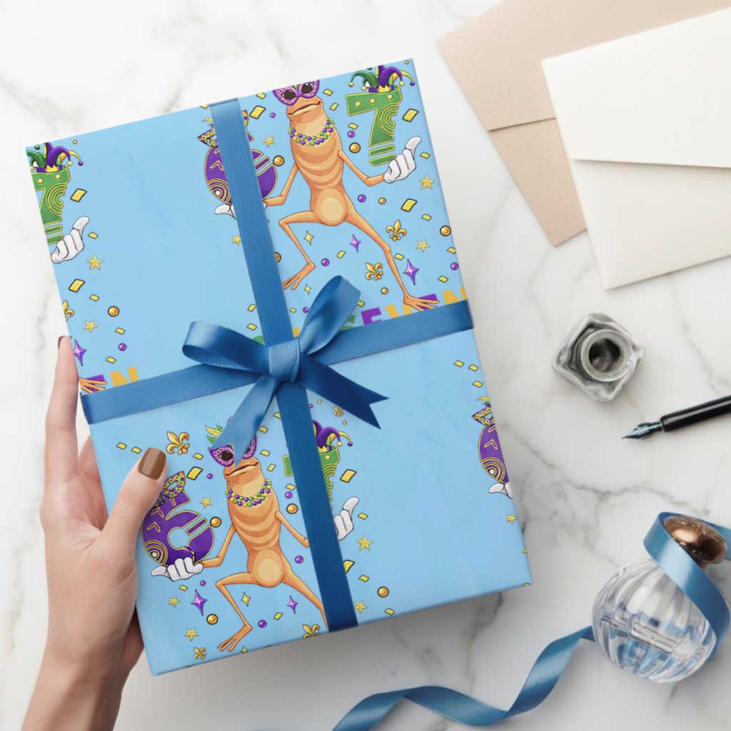 67 Mardi Gras Wrapping Paper Roll Marcus The Worm Carnival Trendy Meme TS14 Light Blue Print Your Wear