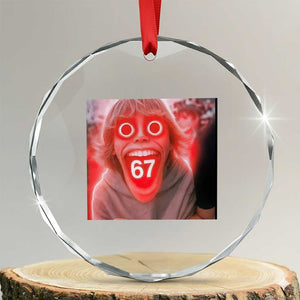 67 Mason Kid Glitchcore Graphic Crystal Glass Ornament Screaming Boy Six Seven Viral Meme Devil Edit TS02 Transparent Glass 3'' Circle Print Your Wear