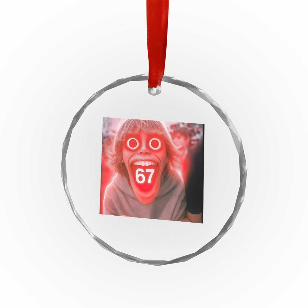 67 Mason Kid Glitchcore Graphic Crystal Glass Ornament Screaming Boy Six Seven Viral Meme Devil Edit TS02 Print Your Wear
