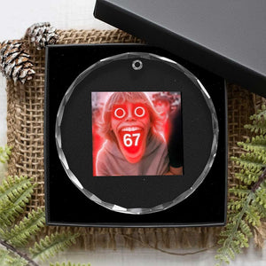 67 Mason Kid Glitchcore Graphic Crystal Glass Ornament Screaming Boy Six Seven Viral Meme Devil Edit TS02 Print Your Wear
