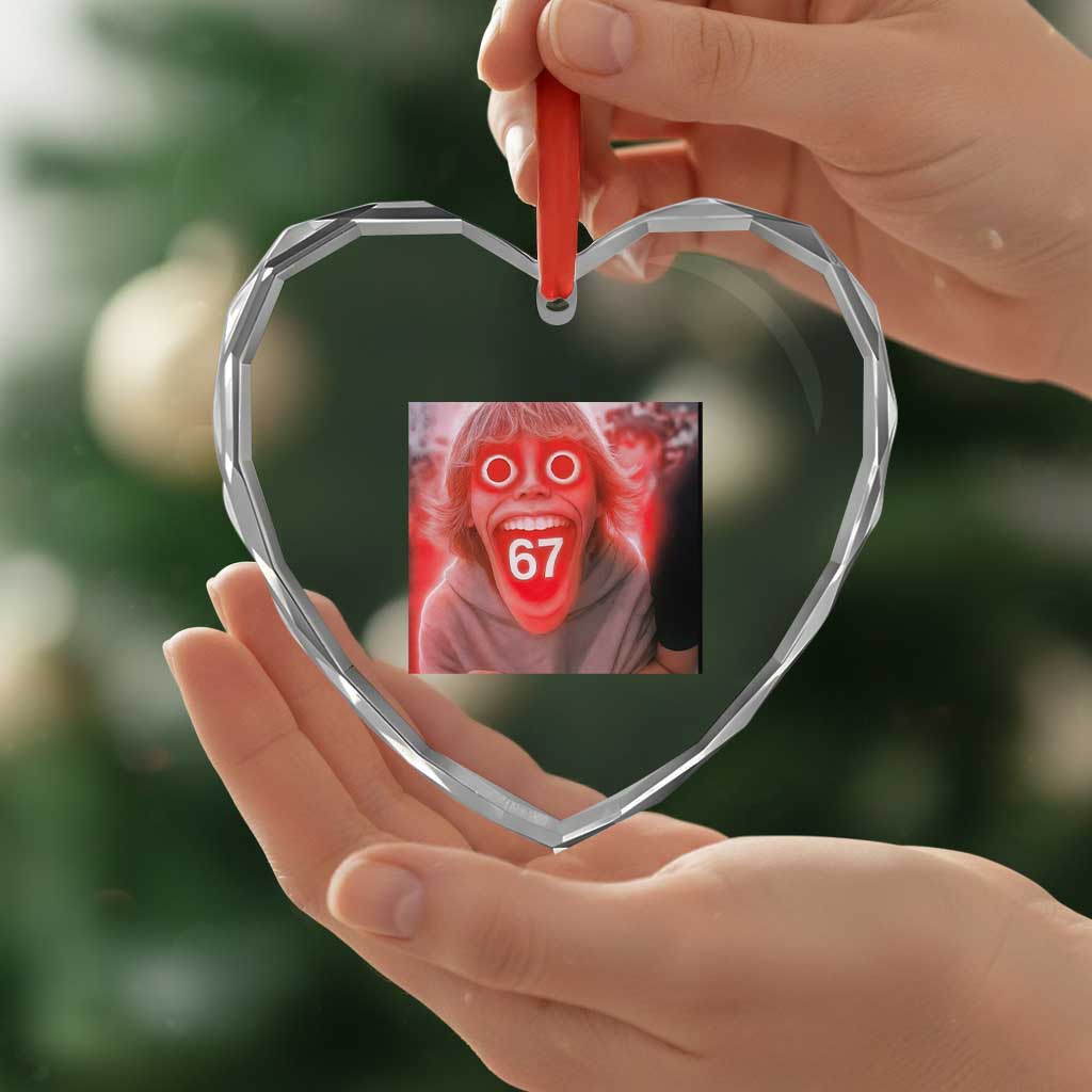 67 Mason Kid Glitchcore Graphic Heart Crystal Glass Ornament Screaming Boy Six Seven Viral Meme Devil Edit TS02 Print Your Wear