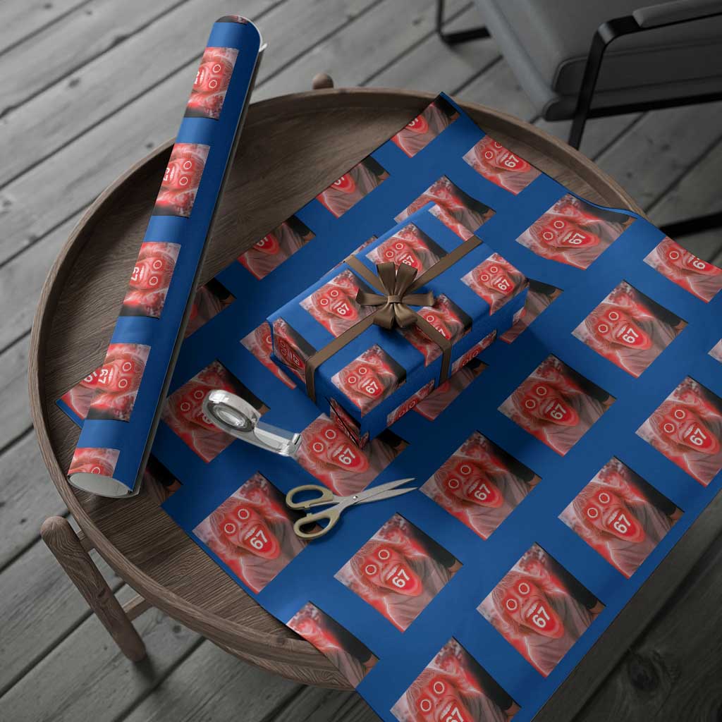 67 Mason Kid Glitchcore Graphic Wrapping Paper Roll Screaming Boy Six Seven Viral Meme Devil Edit TS02 Blue Print Your Wear