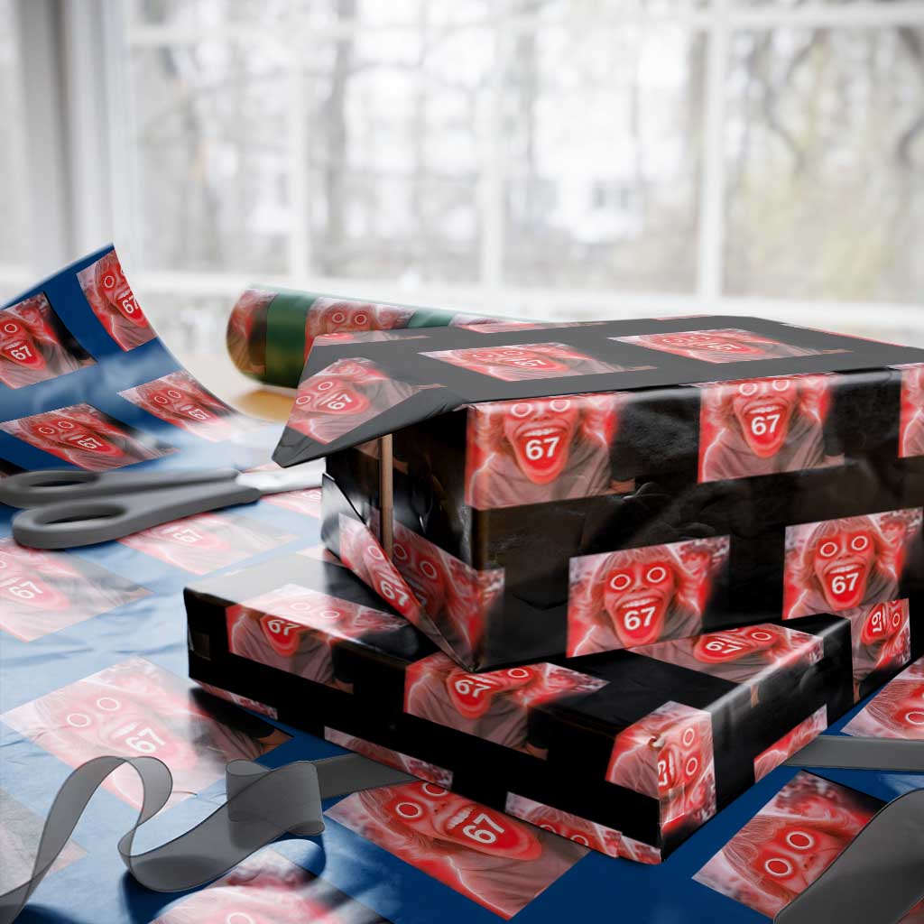 67 Mason Kid Glitchcore Graphic Wrapping Paper Roll Screaming Boy Six Seven Viral Meme Devil Edit TS02 Black Print Your Wear