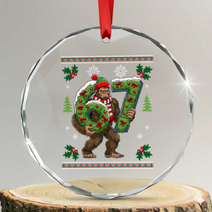 67 Meme Christmas Bigfoot Crystal Glass Ornament Funny Six Seven Wreath Sasquatch Holiday Gag Gift TS02 Transparent Glass 3'' Circle Print Your Wear