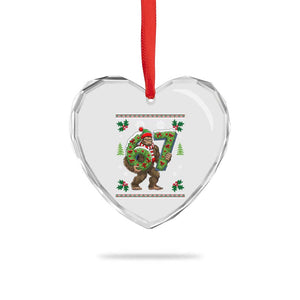 67 Meme Christmas Bigfoot Heart Crystal Glass Ornament Funny Six Seven Wreath Sasquatch Holiday Gag Gift TS02 Print Your Wear