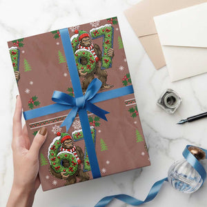67 Meme Christmas Bigfoot Wrapping Paper Roll Funny Six Seven Wreath Sasquatch Holiday Gag Gift TS02 Mocha Print Your Wear