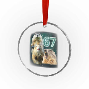 67 Meme Groundhog Crystal Glass Ornament Howling At The Moon Funny Six Seven Meme Ground Hog Day TS10 Print Your Wear