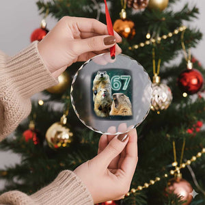 67 Meme Groundhog Crystal Glass Ornament Howling At The Moon Funny Six Seven Meme Ground Hog Day TS10 Print Your Wear