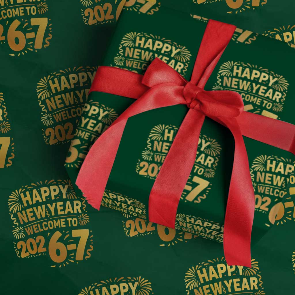67 New Years Eve Wrapping Paper Roll Funny Six Seven 2026 Meme 6 7 Numbers Kid Gen Alpha TS10 Green Print Your Wear