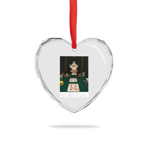 67 Poker Cat Heart Crystal Glass Ornament Funny Six Seven Meme TS14 Print Your Wear