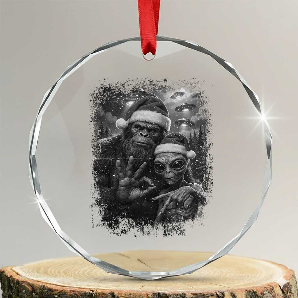 67 Six Seven Bigfoot Christmas Crystal Glass Ornament Sasquatch Ailen Selfie UFO Meme TS14 Transparent Glass 3'' Circle Print Your Wear