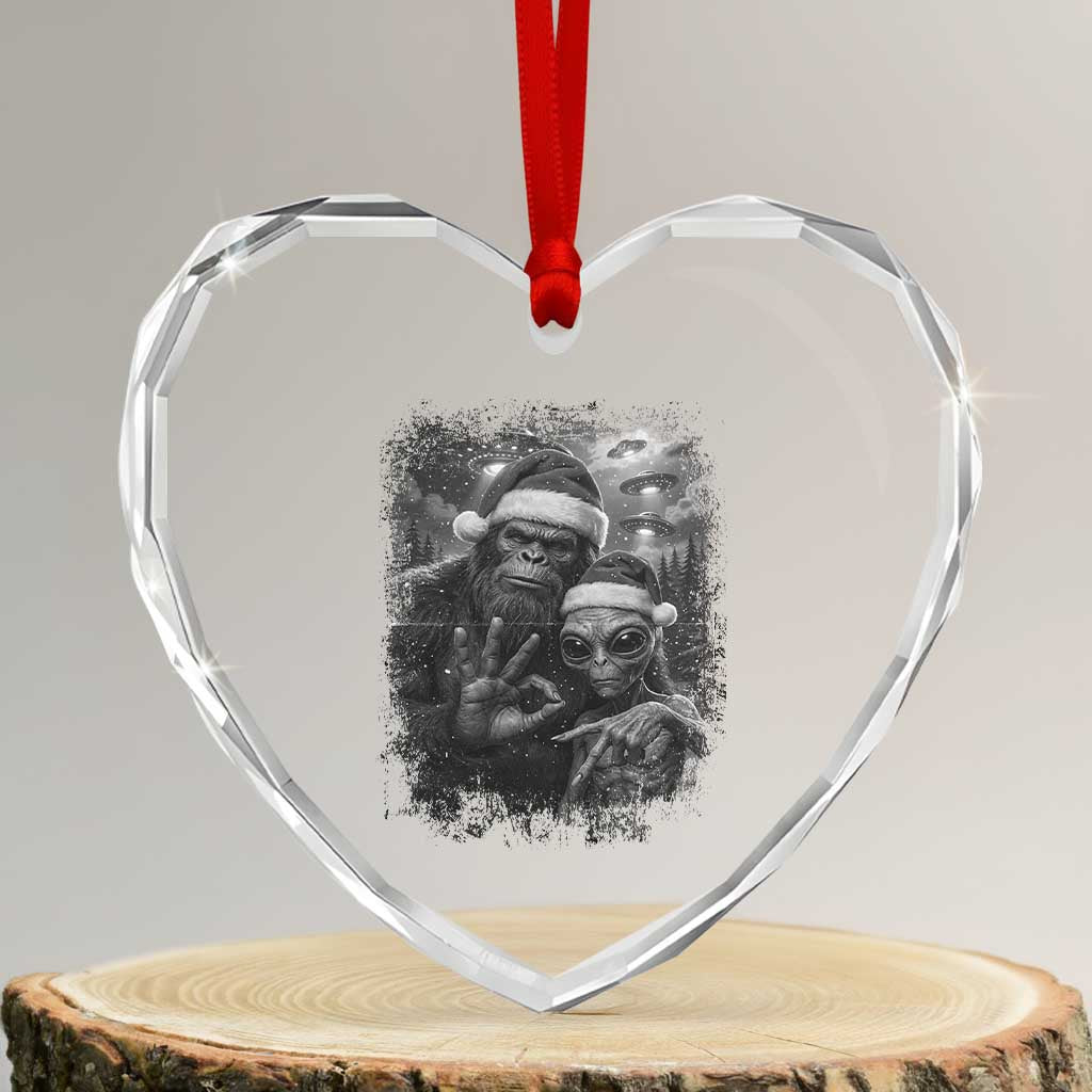 67 Six Seven Bigfoot Christmas Heart Crystal Glass Ornament Sasquatch Ailen Selfie UFO Meme TS14 Transparent Glass 3'' Heart Print Your Wear