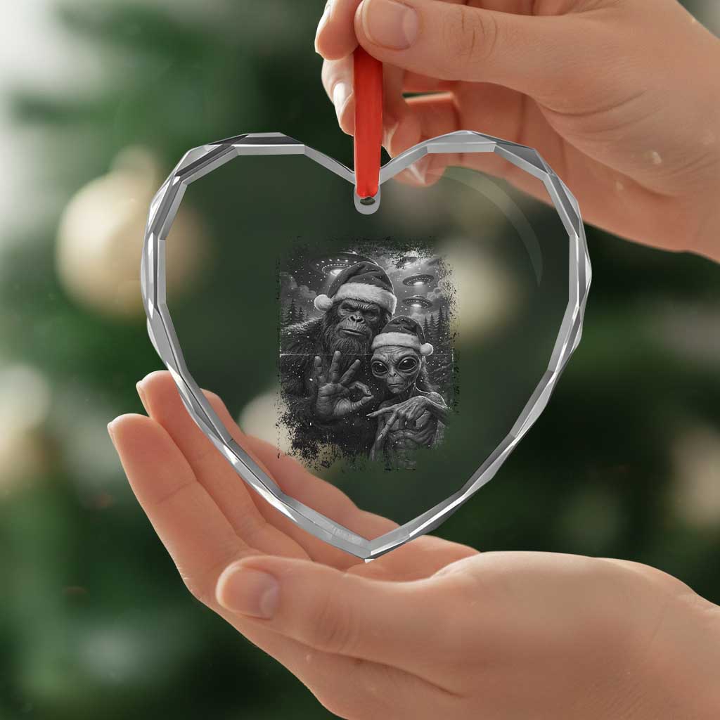 67 Six Seven Bigfoot Christmas Heart Crystal Glass Ornament Sasquatch Ailen Selfie UFO Meme TS14 Print Your Wear