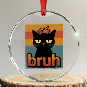 67 Six Seven Bruh Cat Meme Crystal Glass Ornament Cute Black Cat Funny Saying TS14 Transparent Glass 3'' Circle Print Your Wear