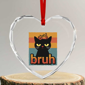 67 Six Seven Bruh Cat Meme Heart Crystal Glass Ornament Cute Black Cat Funny Saying TS14 Transparent Glass 3'' Heart Print Your Wear