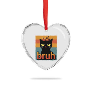 67 Six Seven Bruh Cat Meme Heart Crystal Glass Ornament Cute Black Cat Funny Saying TS14 Print Your Wear
