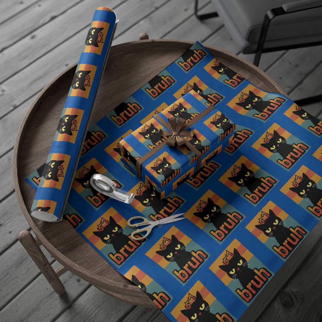 67 Six Seven Bruh Cat Meme Wrapping Paper Roll Cute Black Cat Funny Saying TS14 Blue Print Your Wear