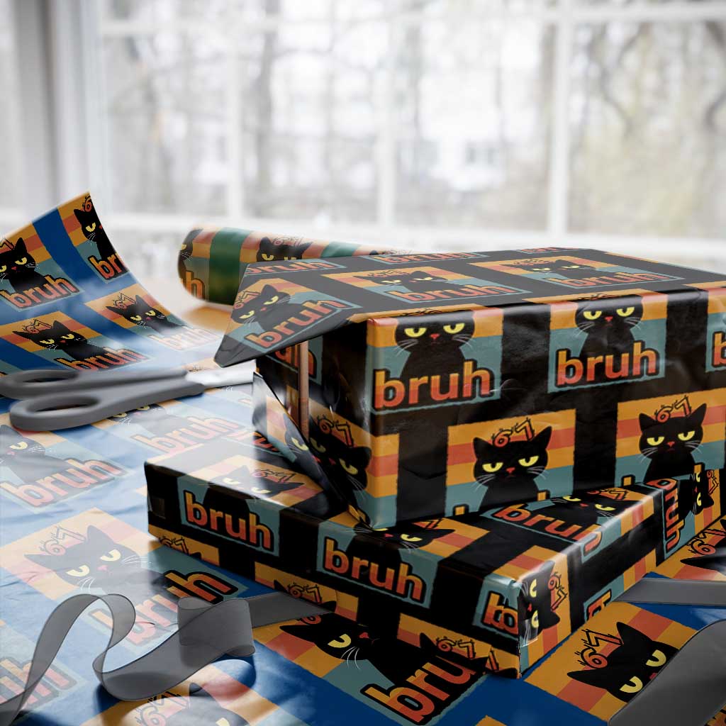 67 Six Seven Bruh Cat Meme Wrapping Paper Roll Cute Black Cat Funny Saying TS14 Black Print Your Wear
