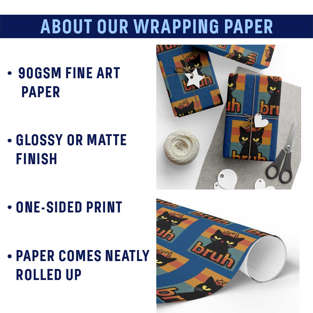 67 Six Seven Bruh Cat Meme Wrapping Paper Roll Cute Black Cat Funny Saying TS14 Print Your Wear