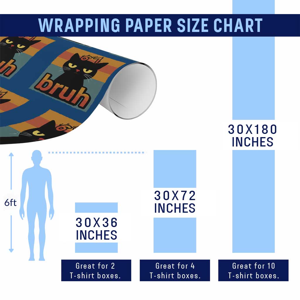 67 Six Seven Bruh Cat Meme Wrapping Paper Roll Cute Black Cat Funny Saying TS14 Print Your Wear