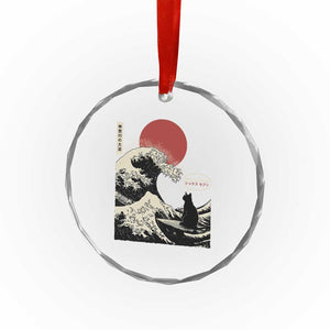 67 Six Seven Bruh Meme Crystal Glass Ornament Funny Japanese Black Cat Surfing The Great Wave Kanagawa TS14 Print Your Wear