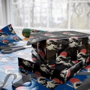 67 Six Seven Bruh Meme Wrapping Paper Roll Funny Japanese Black Cat Surfing The Great Wave Kanagawa TS14 Black Print Your Wear