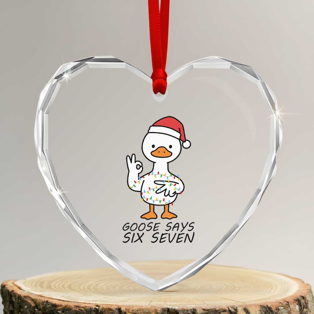 67 Six Seven Chirtsmas Meme Heart Crystal Glass Ornament Funny Silly Goose TS14 Transparent Glass 3'' Heart Print Your Wear