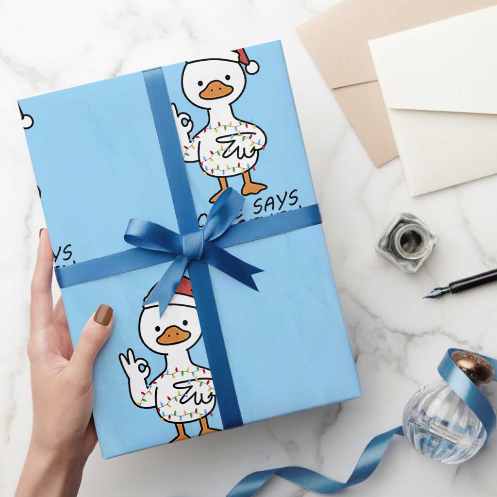 67 Six Seven Chirtsmas Meme Wrapping Paper Roll Funny Silly Goose TS14 Light Blue Print Your Wear