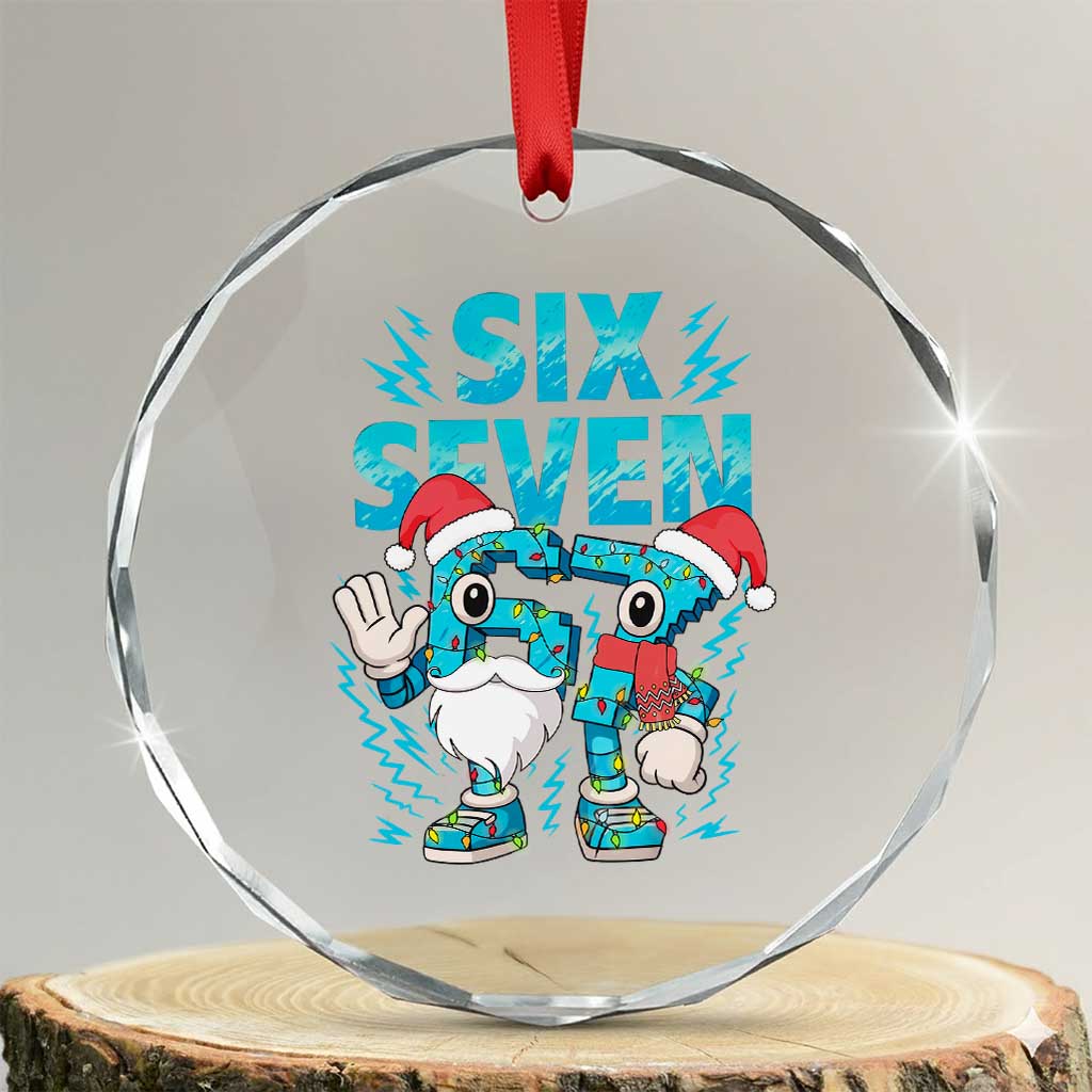 67 Six Seven Christmas Crystal Glass Ornament Funny Italian Brainrot Meme TS14 Transparent Glass 3'' Circle Print Your Wear
