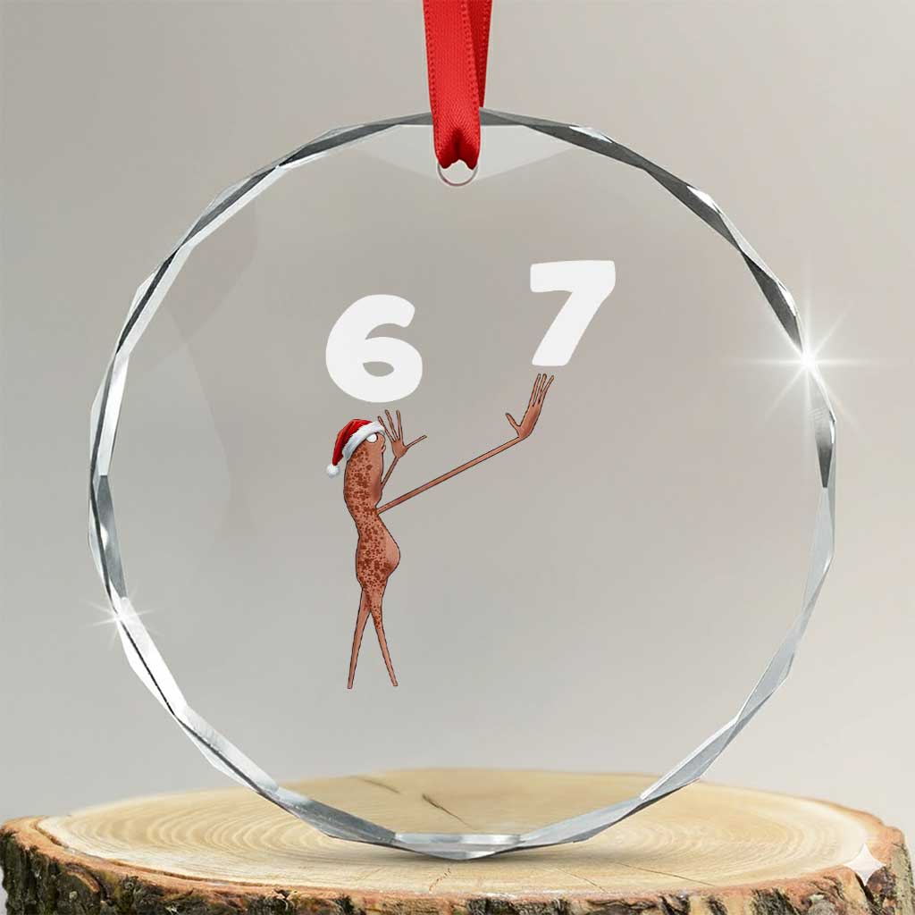 67 Six Seven Christmas Crystal Glass Ornament Marcus The Worm Meme TS14 Transparent Glass 3'' Circle Print Your Wear