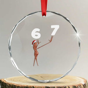 67 Six Seven Christmas Crystal Glass Ornament Marcus The Worm Meme TS14 Transparent Glass 3'' Circle Print Your Wear