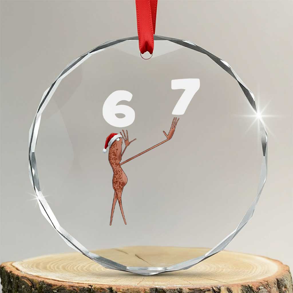 67 Six Seven Christmas Crystal Glass Ornament Marcus The Worm Meme TS14 Transparent Glass 3'' Circle Print Your Wear