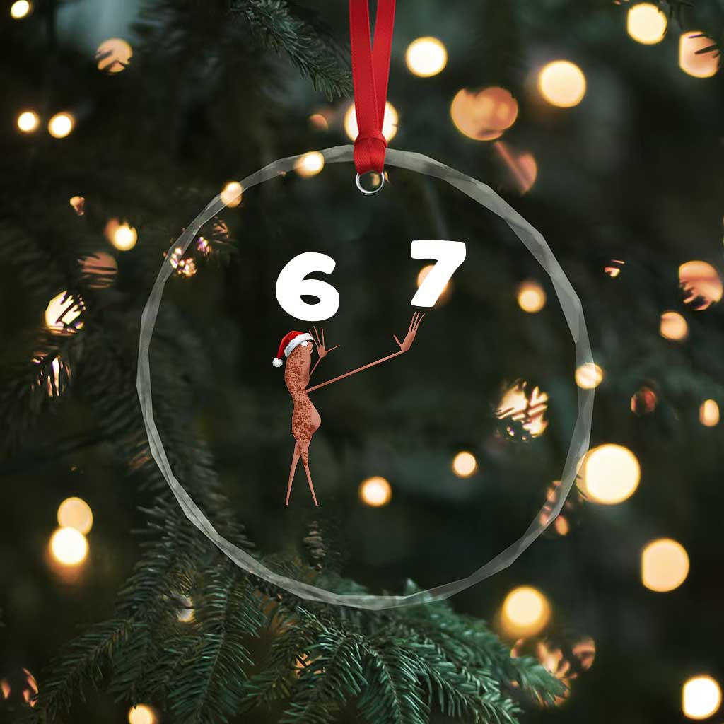 67 Six Seven Christmas Crystal Glass Ornament Marcus The Worm Meme TS14 Print Your Wear