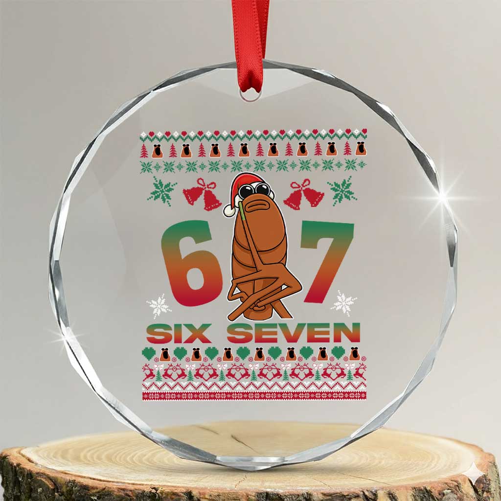 67 Six Seven Christmas Crystal Glass Ornament Marcus The Worm Robert Meme TS14 Transparent Glass 3'' Circle Print Your Wear