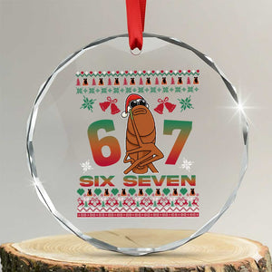 67 Six Seven Christmas Crystal Glass Ornament Marcus The Worm Robert Meme TS14 Transparent Glass 3'' Circle Print Your Wear