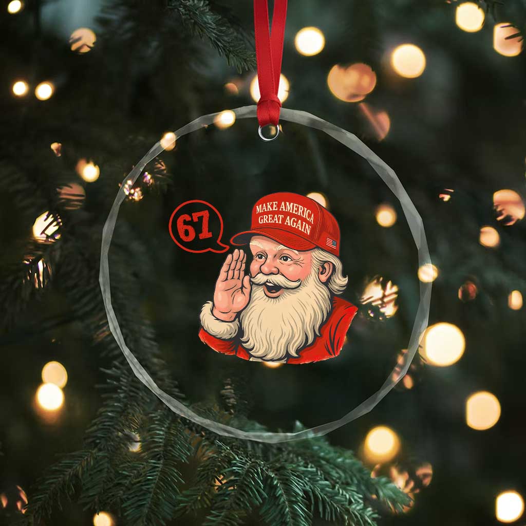 67 Six Seven Christmas Crystal Glass Ornament Santa MAGA Hat Xmas TS14 Print Your Wear