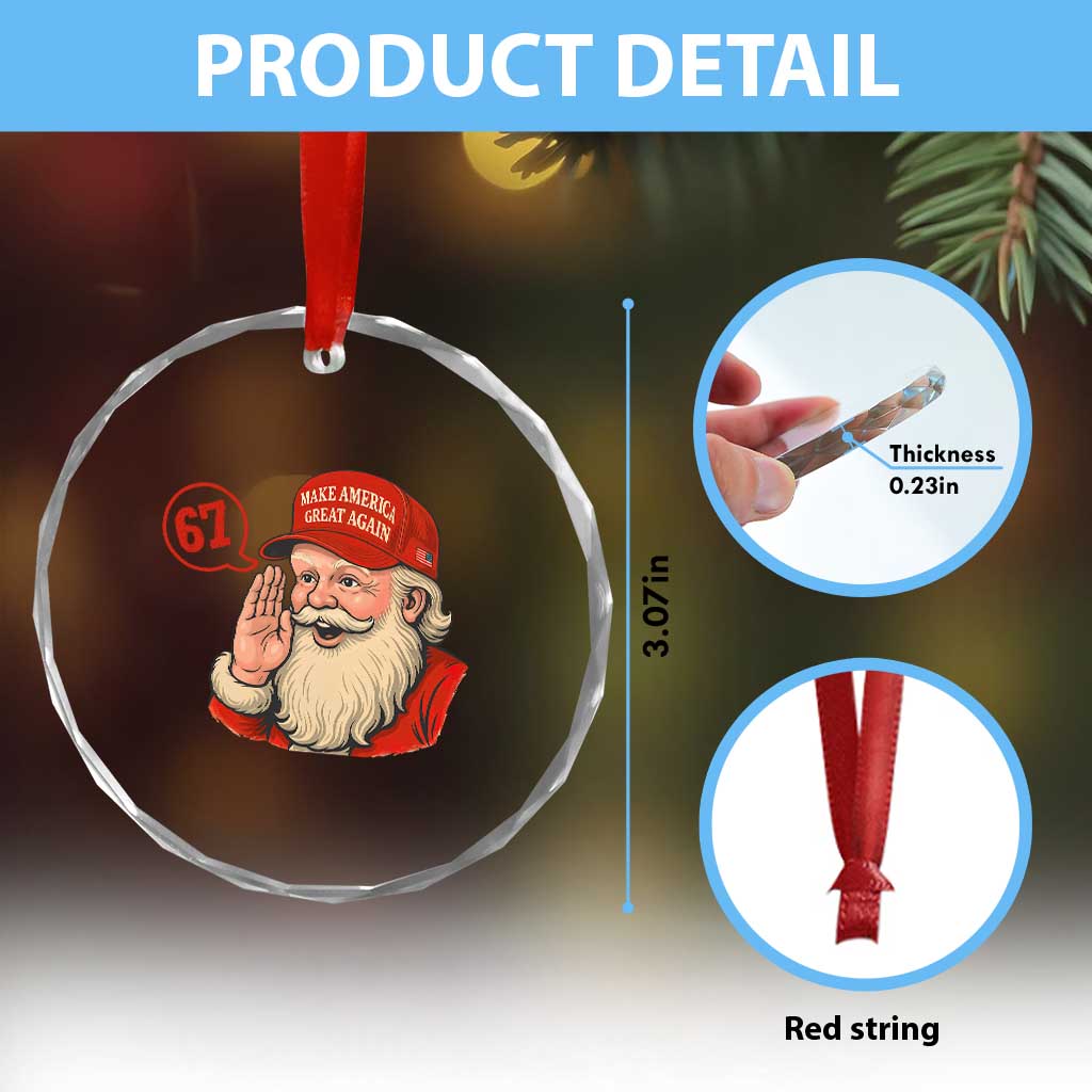 67 Six Seven Christmas Crystal Glass Ornament Santa MAGA Hat Xmas TS14 Print Your Wear
