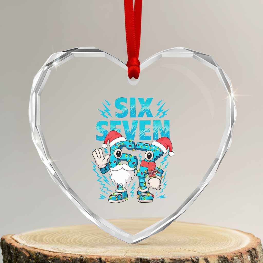 67 Six Seven Christmas Heart Crystal Glass Ornament Funny Italian Brainrot Meme TS14 Transparent Glass 3'' Heart Print Your Wear