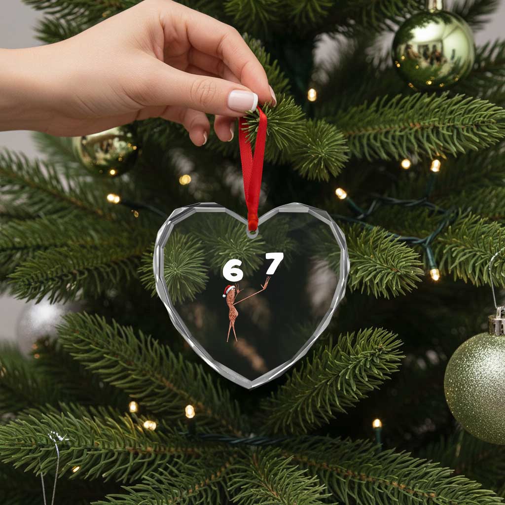 67 Six Seven Christmas Heart Crystal Glass Ornament Marcus The Worm Meme TS14 Print Your Wear