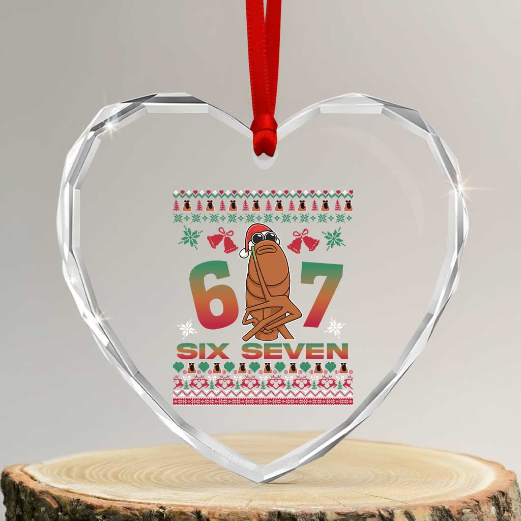 67 Six Seven Christmas Heart Crystal Glass Ornament Marcus The Worm Robert Meme TS14 Transparent Glass 3'' Heart Print Your Wear