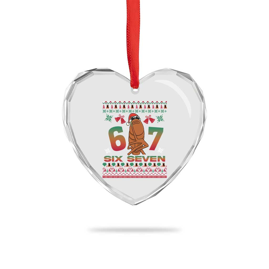 67 Six Seven Christmas Heart Crystal Glass Ornament Marcus The Worm Robert Meme TS14 Print Your Wear
