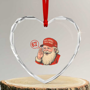 67 Six Seven Christmas Heart Crystal Glass Ornament Santa MAGA Hat Xmas TS14 Transparent Glass 3'' Heart Print Your Wear