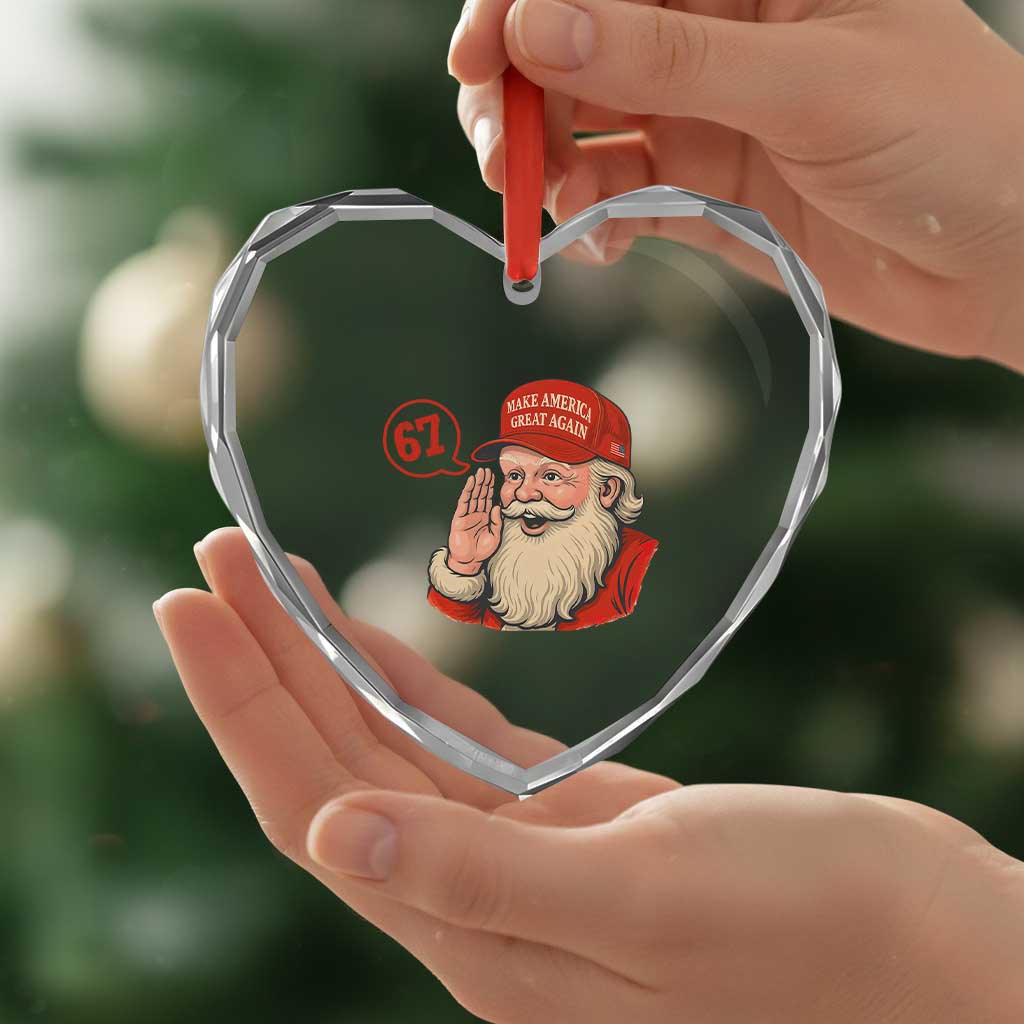 67 Six Seven Christmas Heart Crystal Glass Ornament Santa MAGA Hat Xmas TS14 Print Your Wear