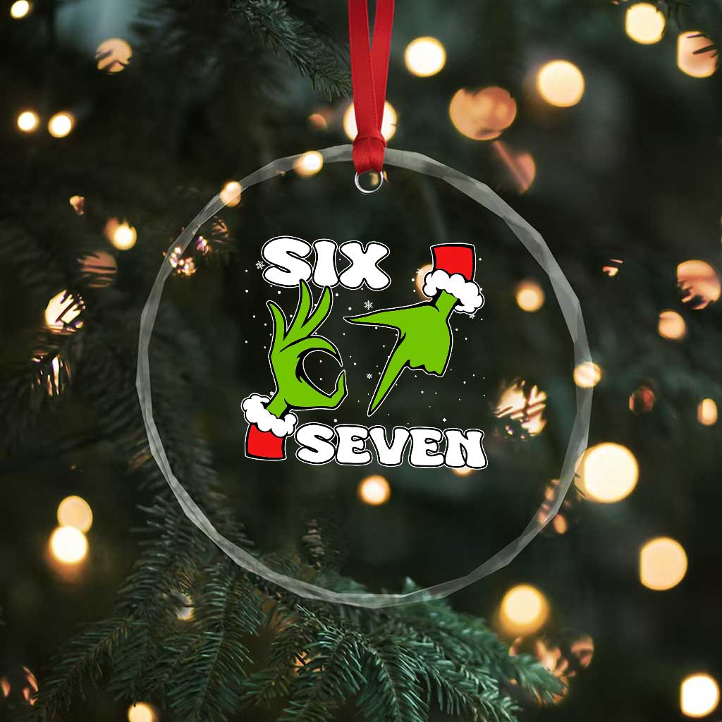 67 Six Seven Christmas Meme Crystal Glass Ornament Funny Elf Hands TS14 Print Your Wear