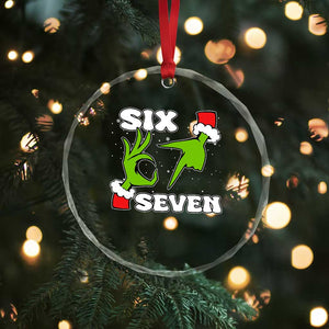 67 Six Seven Christmas Meme Crystal Glass Ornament Funny Elf Hands TS14 Print Your Wear