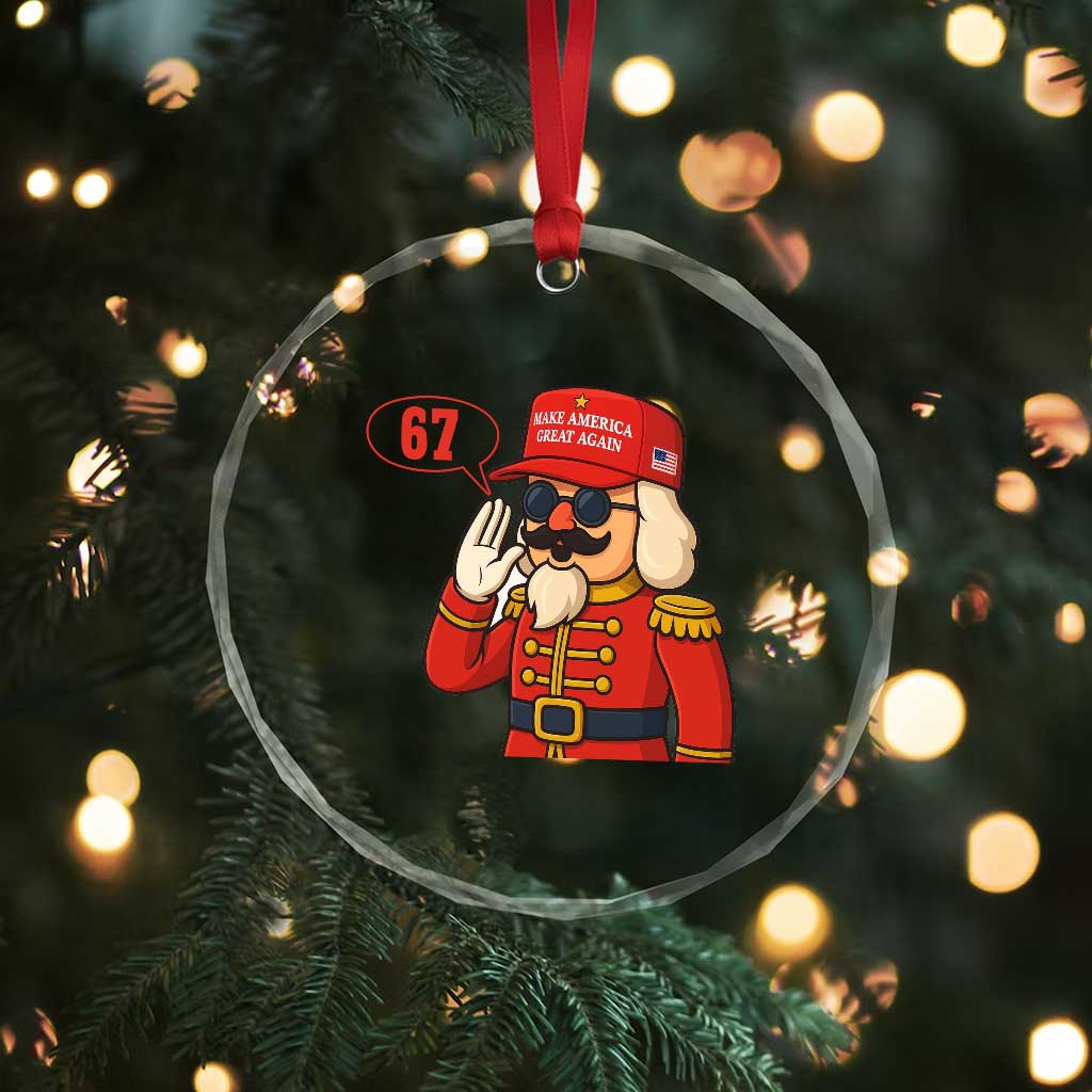 67 Six Seven Christmas Meme Crystal Glass Ornament Funny Nutcracker Make Xmas Great Again TS14 Print Your Wear